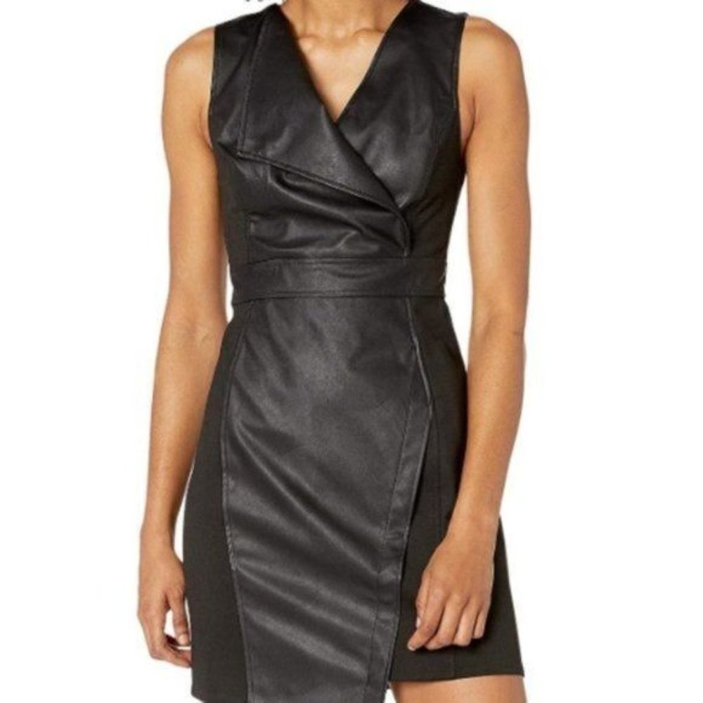 BCBG MAXAZRIA Womens Faux Leather Sheath Dress Size 8 - NWOT